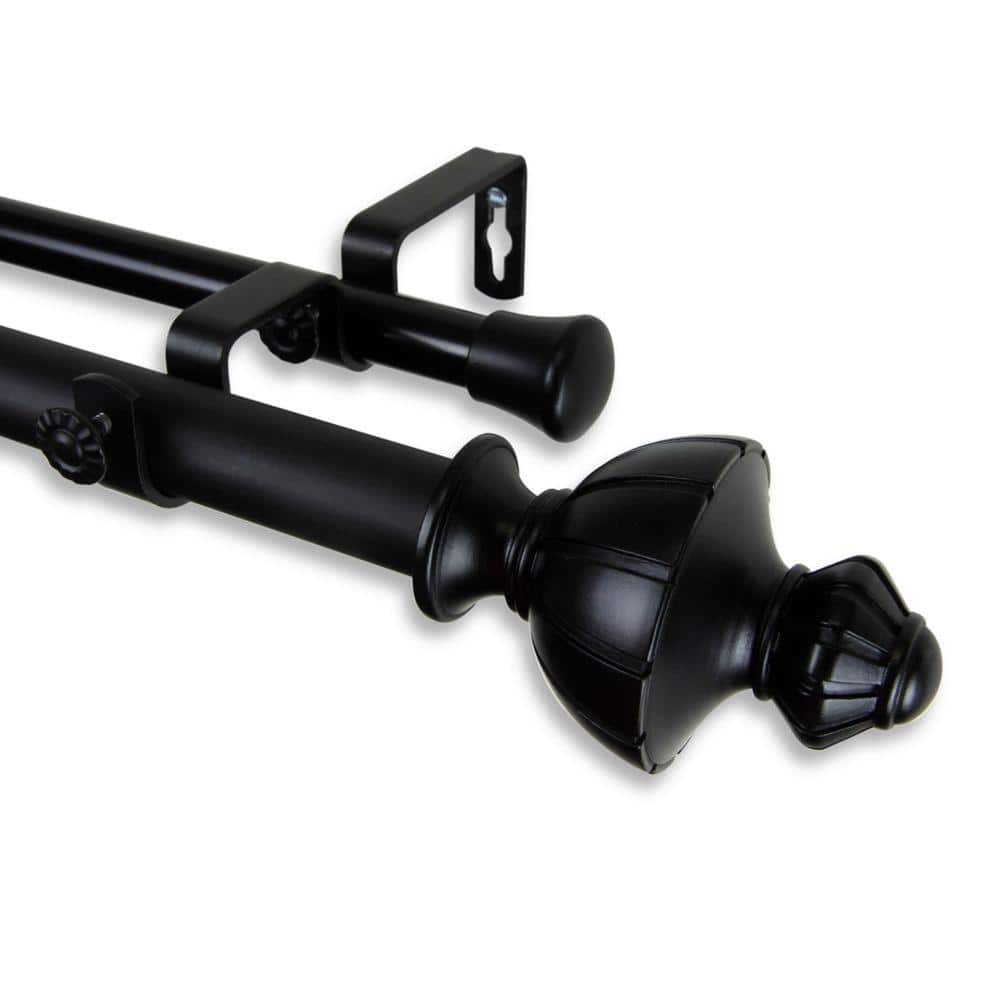 120 in. - 170 in. Telescoping 1 in. Double Curtain Rod Kit in Black with Jerome Finial price history on PriceWatchPro