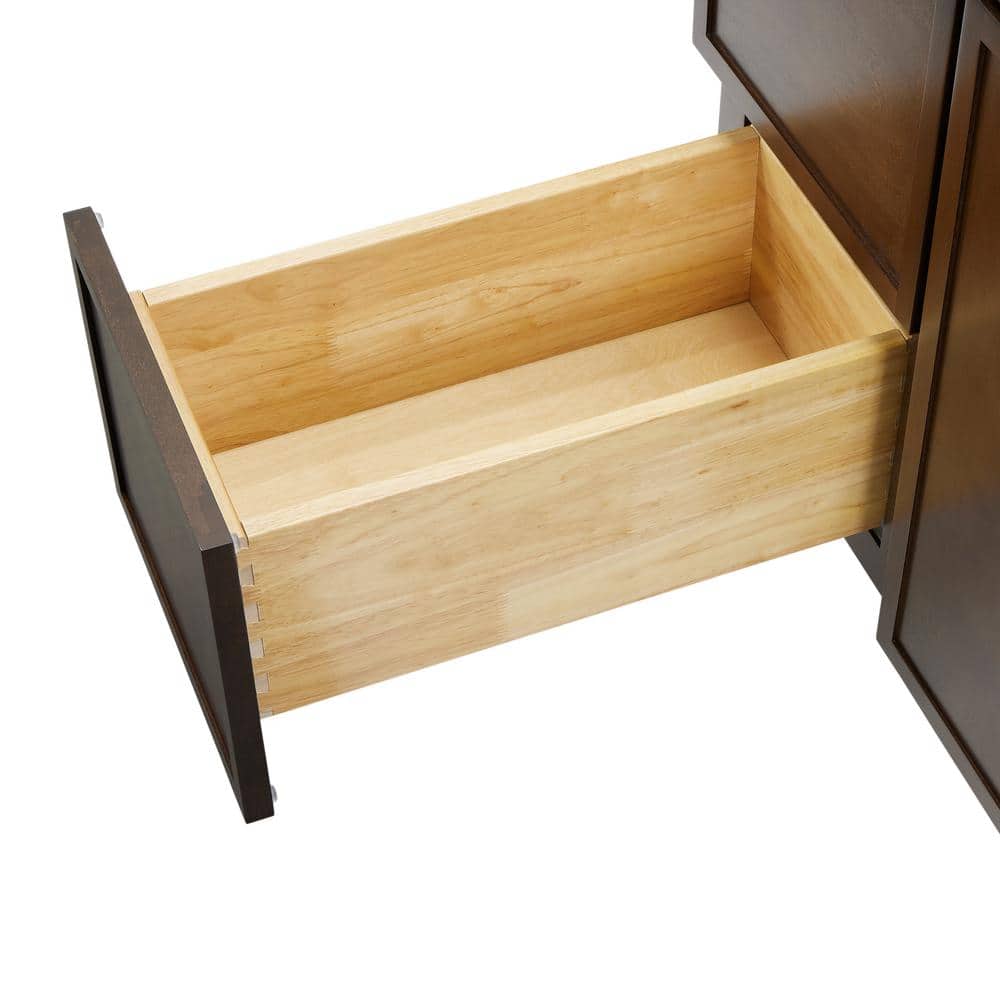 36" Brown Birch Plywood Freestanding Single Base Cabinet with Soft Close Door
