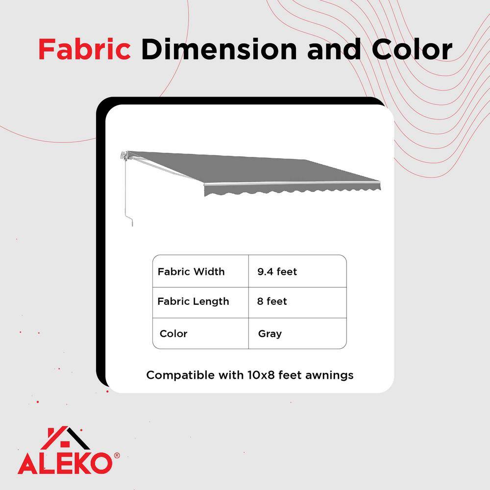 Gray Polyester Retractable Awning Fabric Replacement 10' x 8'