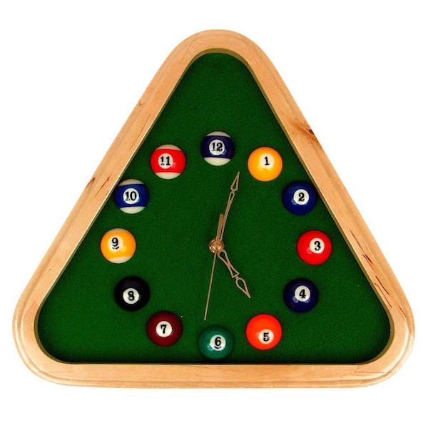 Trademark 12 in. Pool Rack Quartz Clock with Wooden Frame