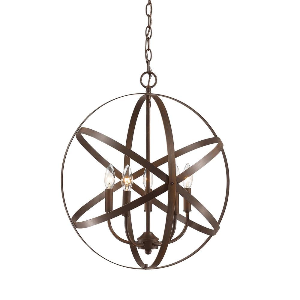Rubbed Bronze 22" Globe Pendant Light with Glass Shade