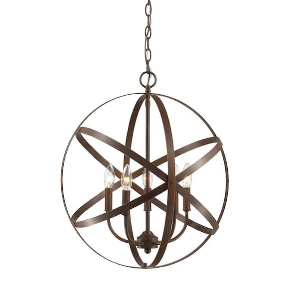 Millennium Lighting 20 in. 5-Light Rubbed Bronze Pendant