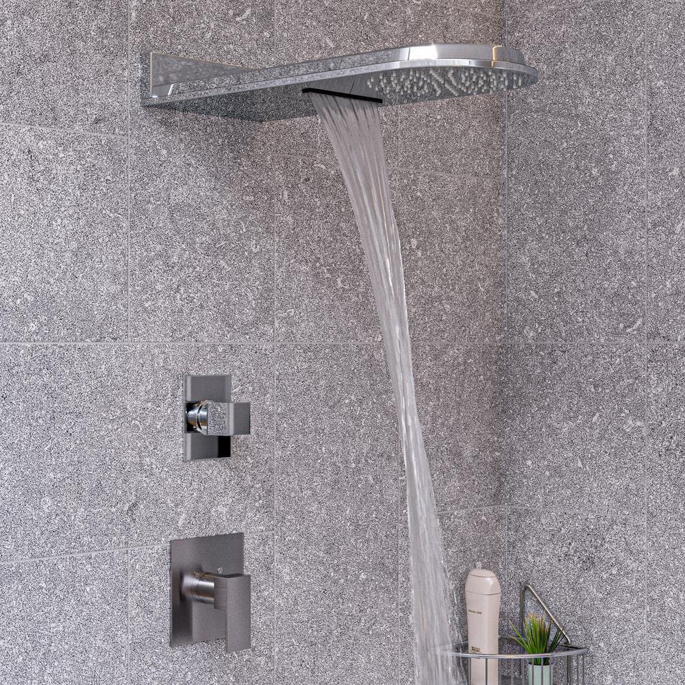 Brushed Nickel Modern Square Lever Shower Mixer