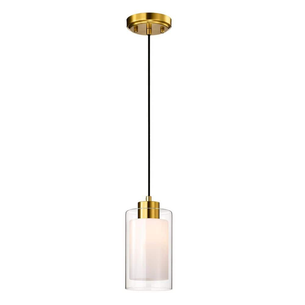 Avenue 1-Light Gold Mini Pendant Light with Clear Glass and White Glass Dual Shades, 4.75 in. price history on PriceWatchPro