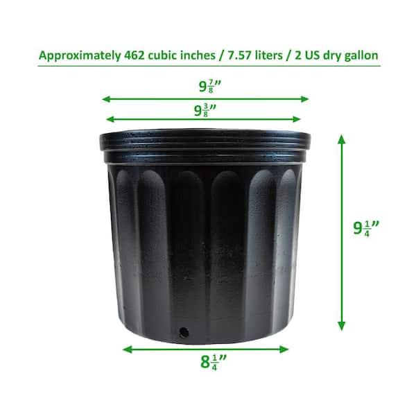 Viagrow 2 Gal. Plastic Nursery Pots (7.57 liters) 20-Pack