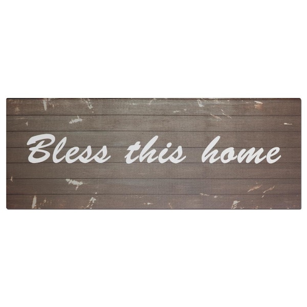 J&V TEXTILES Comfort Chef Bless This Home 19.6 in. x 55 in. Anti-Fatigue Kitchen Mat