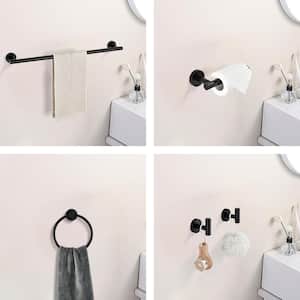 6-Piece Bath Hardware Set with Toilet Paper Holder, Towel Ring, Towel Hook and Towel Bar in Matte Black