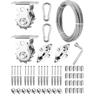 70-Piece Heavy-Duty Stainless Steel Sun Shade Sail Hardware Kit with 50-Ft Wire Rope and Winch