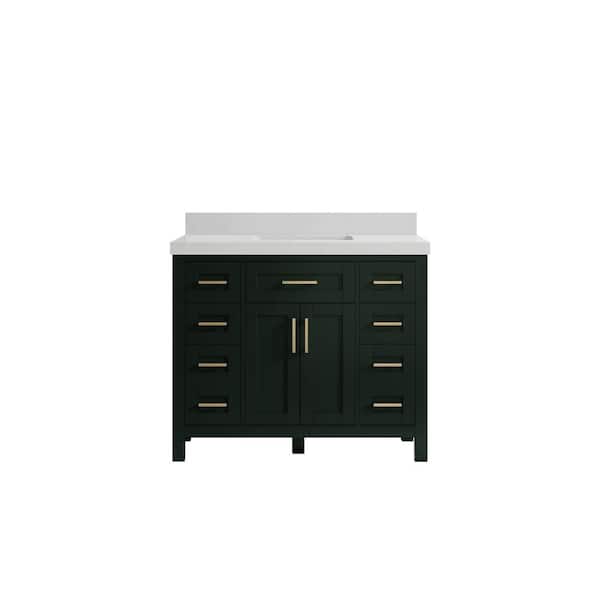 Willow Collections Cambridge 42 in. W x 22 in. D x 36 in. H Bath Vanity in Dark Green with 2 in Carrara Quartz Top