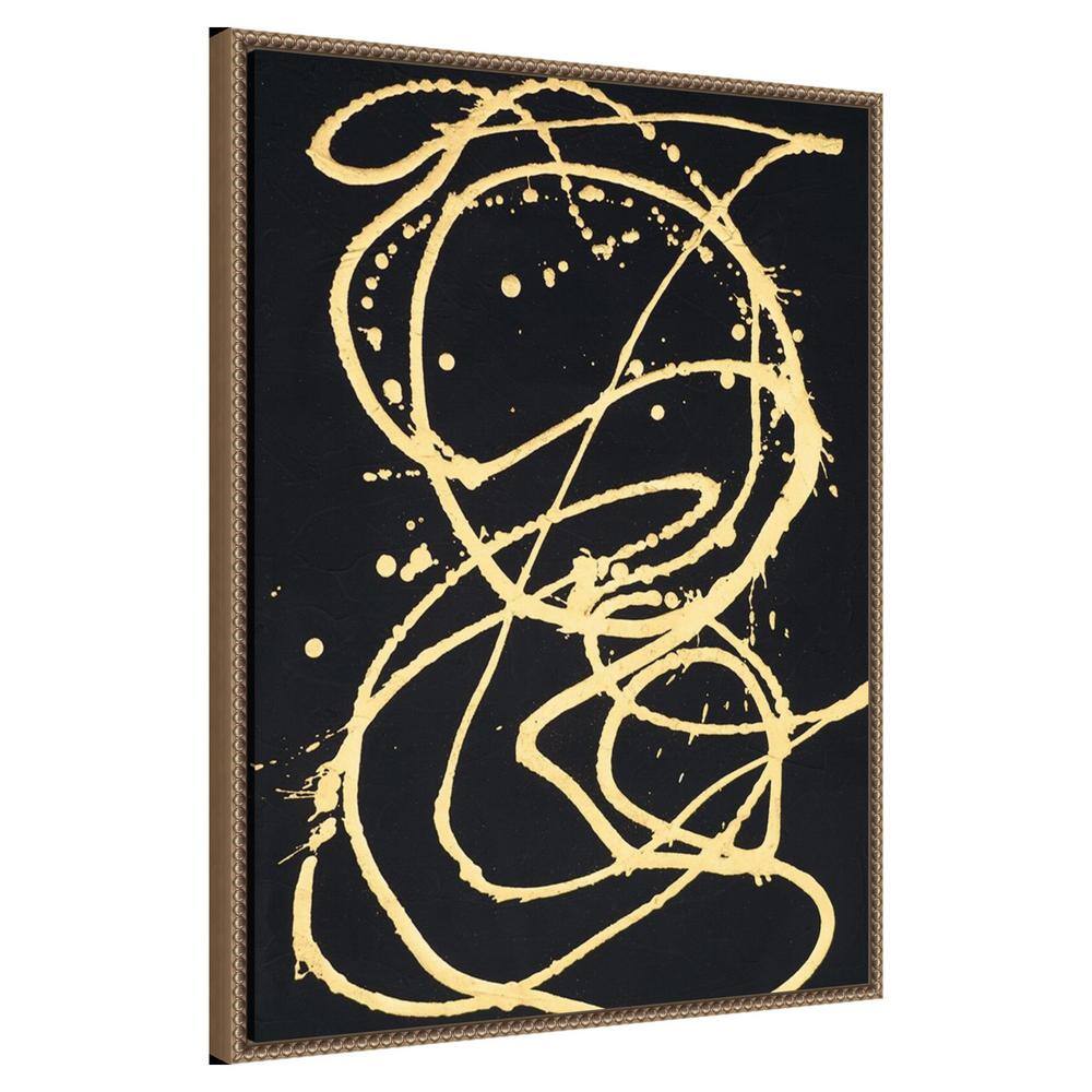 Large Gold and Black Abstract Canvas Framed Wall Art