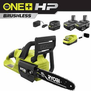 ONE+ HP 18V Brushless 10 in. Battery Chainsaw with (2) 4.0 Ah Batteries and (2) Chargers