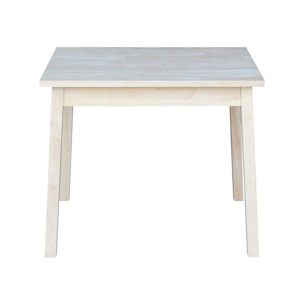 Unfinished White Wooden Kids Table with Tapered Legs