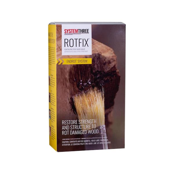 SYSTEM THREE 1.5 pt. Rotfix Two Part Epoxy Kit with 16 oz. Resin and 8 oz. Hardener Kit with Applicator Bottle