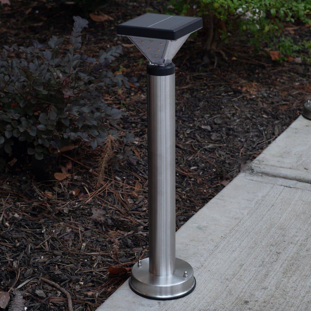 Luxor Stainless 50 Lumen Steel Black Bollard Solar Light Waterproof Outdoor Landscape Garden Pathway with Warm White LED price history on PriceWatchPro
