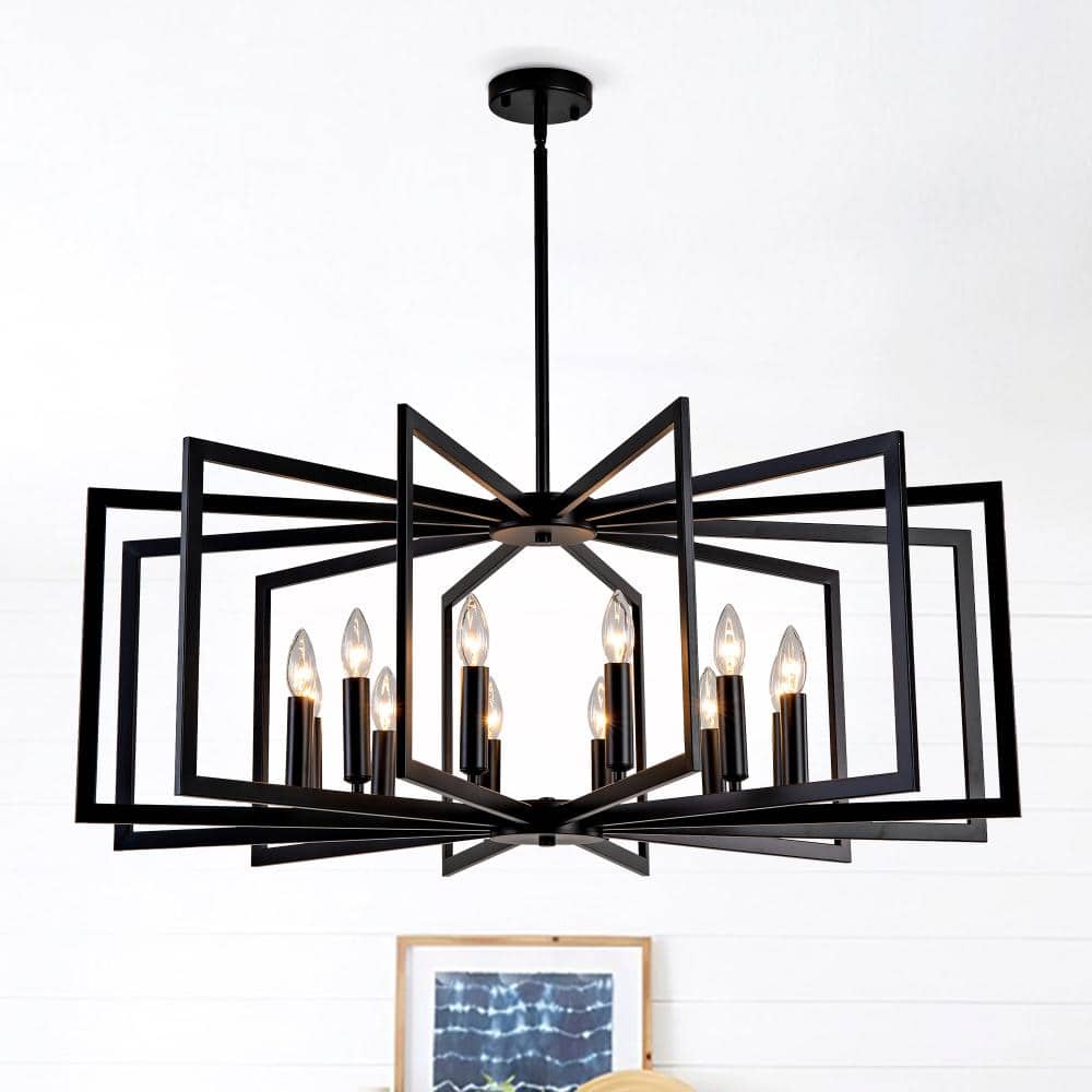 40w 12-Light Metal Lantern Tiered Adjustable Height Chandeliers for Dining Room Hallway price history on PriceWatchPro