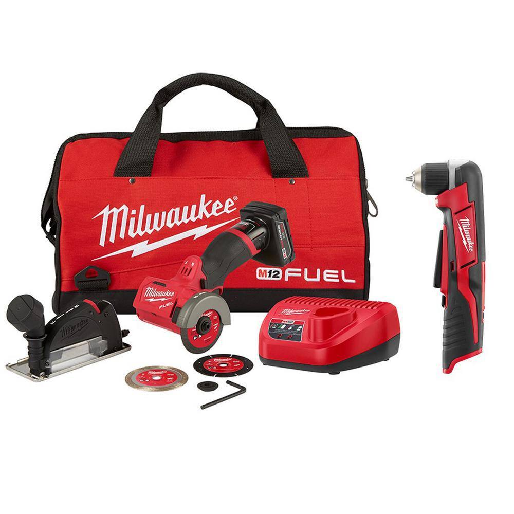Milwaukee M12 FUEL 12V 3 in. Lithium-Ion Brushless Cordless Cut Off Saw Kit with M12 3/8 in. Right Angle Drill 2522-21XC-2415-20 Sansujyuku sansujyuku.com
