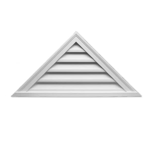 60 in. x 25 in. Triangle White Polyurethane Weather Resistant Gable Louver Vent