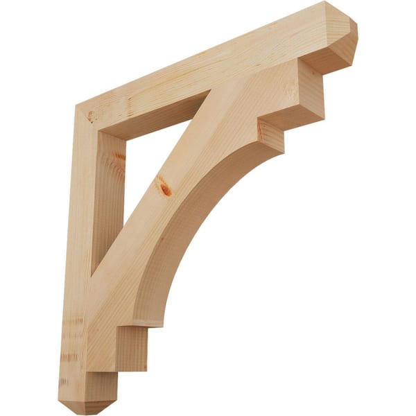 Ekena Millwork 3.5 in. x 32 in. x 32 in. Douglas Fir Merced Craftsman Smooth Bracket