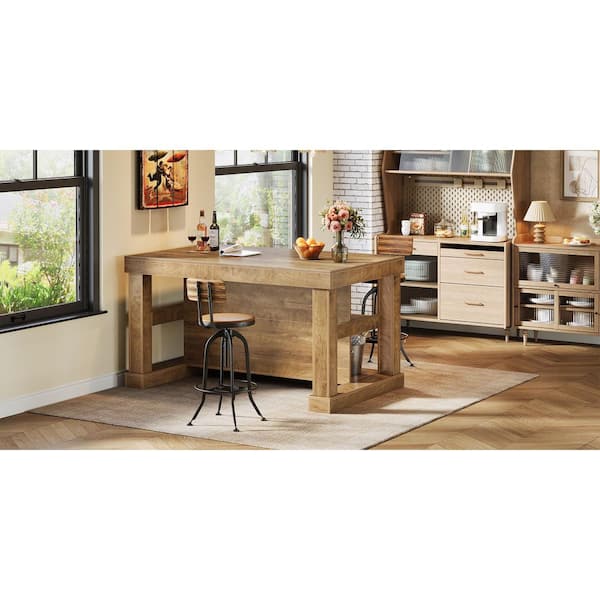BYBLIGHT Kearsten Rectangle Brown 35.43 in. Corner Bar Home Table