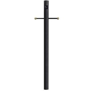 7 ft. Black Outdoor Direct Burial Lamp Post with Cross Arm and Auto Dusk-Dawn Photocell fits 3 in. Post Top Fixtures