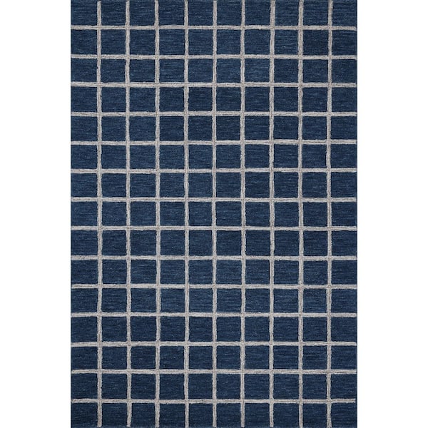 Chris Love Julia Polly Navy / Silver 9 ft. 3 in. x 13 ft. Contemporary Area Rug