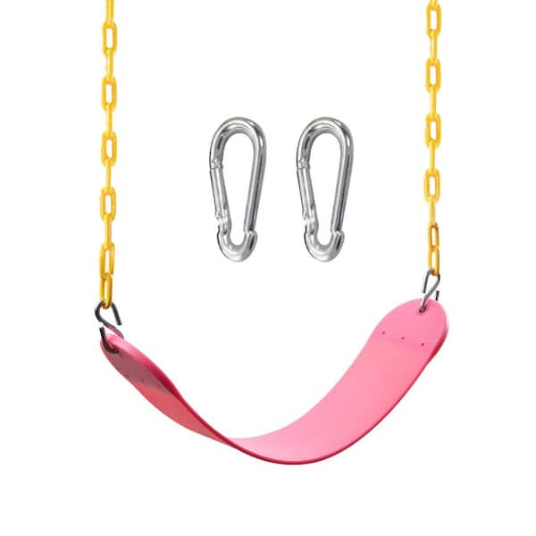 Heavy Duty Swing Seat with 66 in. Chain and Snap Hooks Accessories for Kids Outdoor Playground, Pink