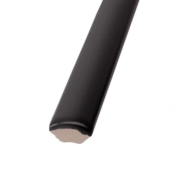Castillo Demi-Bullnose Matte Black 1/2 in. x 12 in. Matte Ceramic Wall Tile Trim