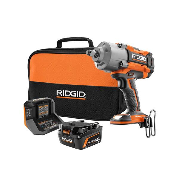 RIDGID 18V Brushless Cordless 1/2 in. High Torque 6-Mode Impact Wrench Kit with 4.0 Ah Battery and Charger