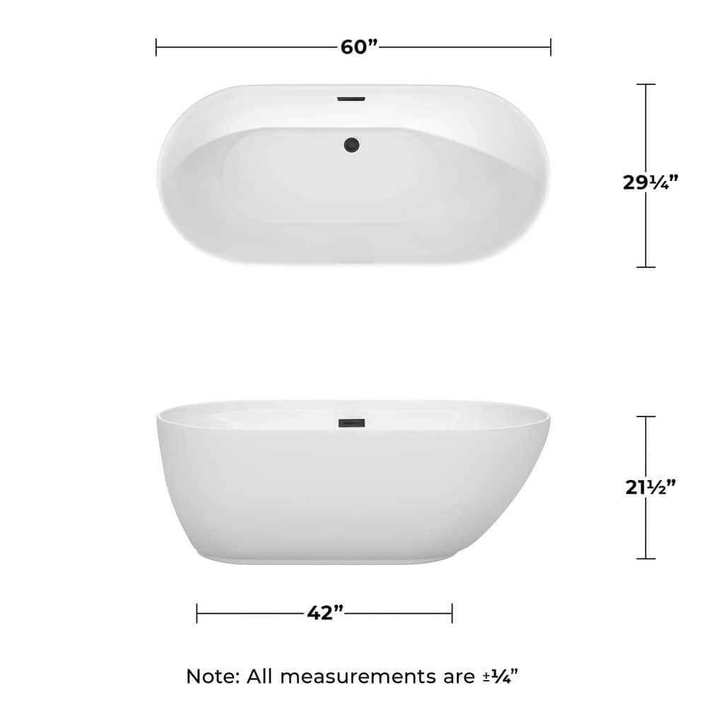 Melissa 60'' White Freestanding Acrylic Soaking Bathtub