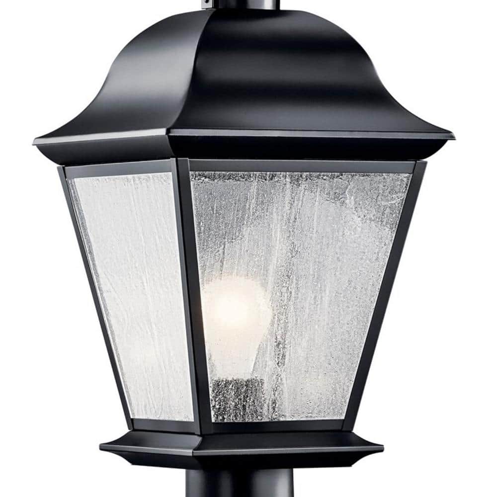 Mount Vernon Black Outdoor Post Light with Clear Seeded Glass