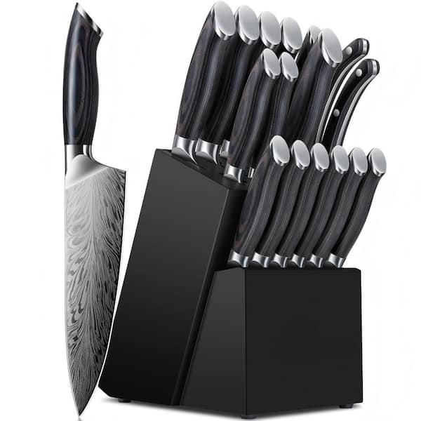 16-Piece Steel Japanese Knife Set with Ergonomic Pakkawood Handle, Chef Knives Set for Kitchen Cooking