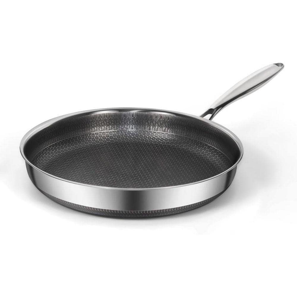 1-Piece Stainless Steel Nonstick Frying Pan with Stay-Cool Handle