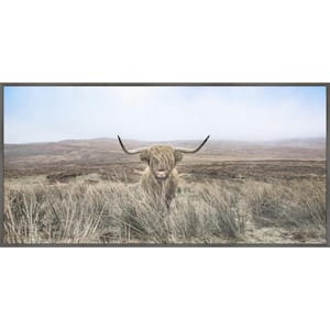 "Cattle on a Hill" by Marmont Hill Floater Framed Canvas Animal Art Print 12 in. x 24 in.