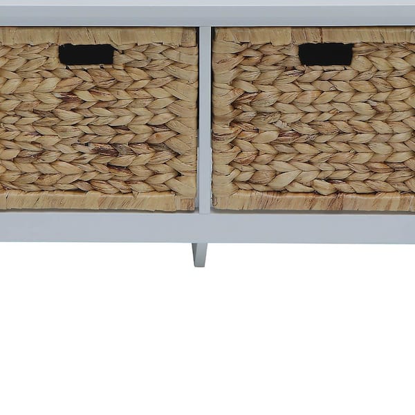 Acme Furniture Flavius White Wood Bench Set of 1 with Drawers