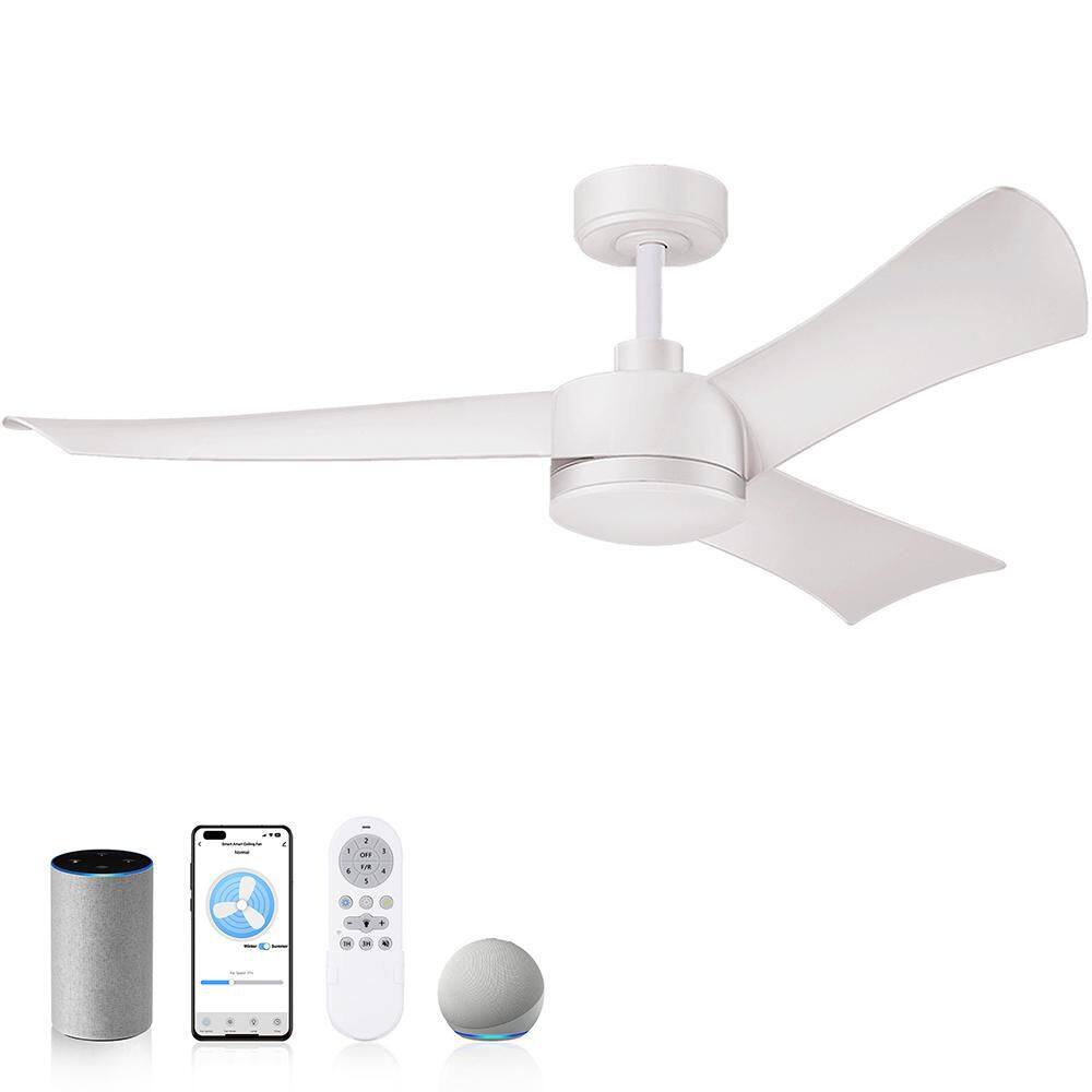 54 in. Smart Outdoor Indoor White Standard Downrod Mount Ceiling Fans wiht Lights and Remote, WIFI Alexa App Workable price history on PriceWatchPro