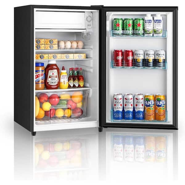 19.65 in. 4.4 cu.ft. Mini Refrigerator in Black with Freezer, 5-Settings Temperature Adjustable