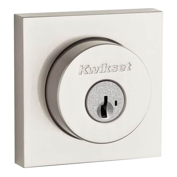 Kwikset 158 Series Satin Nickel Single Cylinder Square Deadbolt Featuring SmartKey