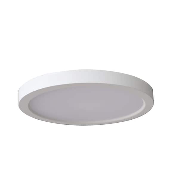 Commercial Electric 7 in. Light Round White Integrated LED Flush Mount in Soft White (4-Pack)