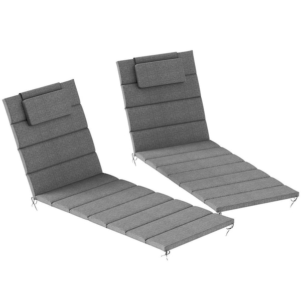 Outsunny 80 in. x 26 in. x 1.2 in. Outdoor Lounge Chair Cushion Set of 2 Charcoal Gray