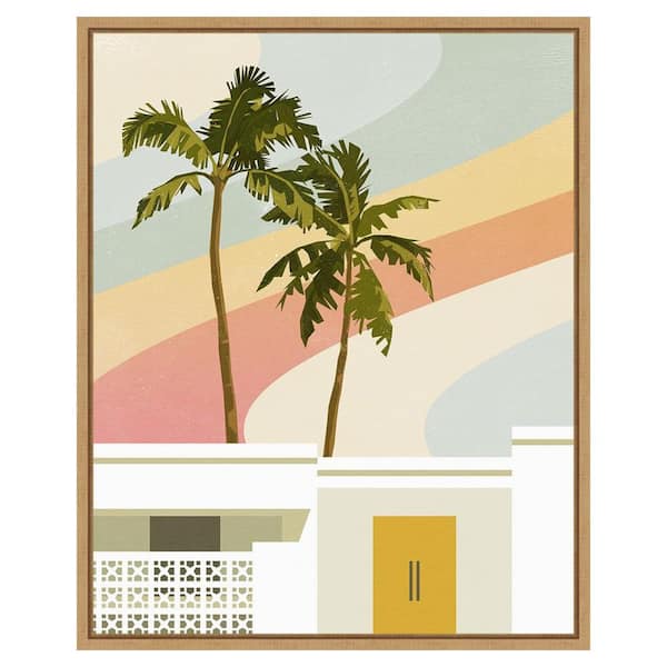 Amanti Art Palm Springs Paradise by Victoria Barnes 1 Piece Floater Frame Canvas Giclee Architecture Art Print 28 in. x 23 in. W