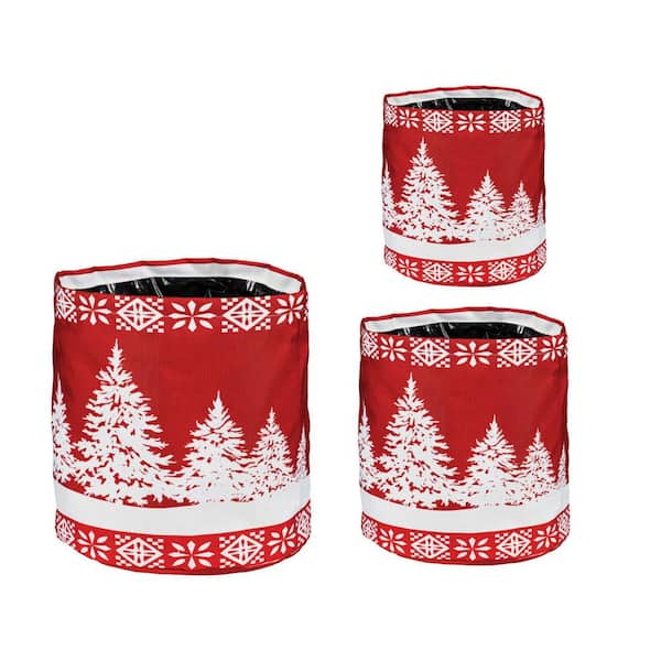 Evergreen Seasonal Scandi Round Fabric Planters, (Set of 3)