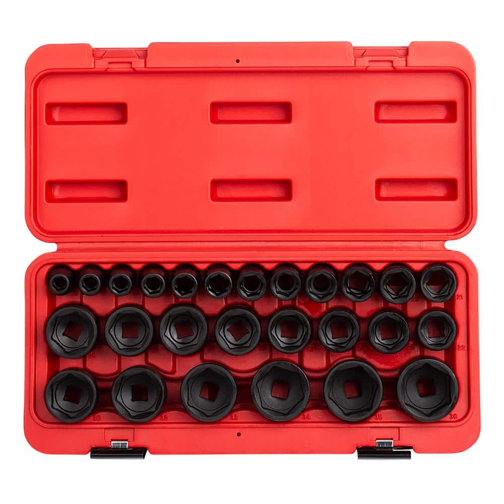 SUNEX TOOLS 1/2 in. Drive Metric Impact Socket Set (26-Piece) 2645 - The  Home Depot