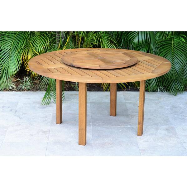 Ia Quincy Lazy Susan Gray 5 Piece Wood Teak Round Outdoor Dining Set Susan4vag The Home Depot Ia Quincy Lazy Susan Gray 5 Piece, Round Wood Patio Table Set