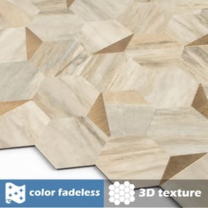 Hexagon Beige Marble Mixed Metal 12 in. x 12 in. PVC Peel and Stick Backsplash Wall Tile (20 sq.ft./20-Sheets)