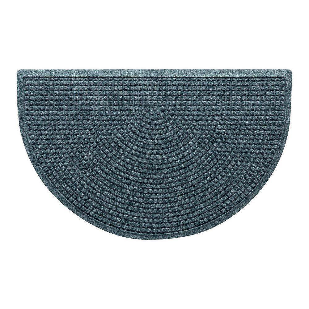 Waterhog Squares 24 in. x 39 in. Indoor Outdoor PET Polyester Half Round Doormat Bluestone price history on PriceWatchPro