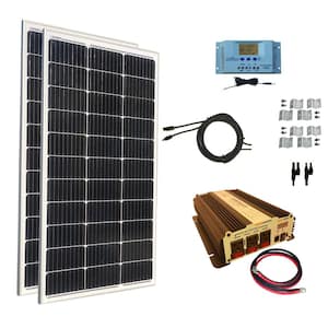 200-Watt Monocrystalline Solar Panel Kit with 30 Amp Solar Charge Controller Plus 1500-Watt Power Inverter