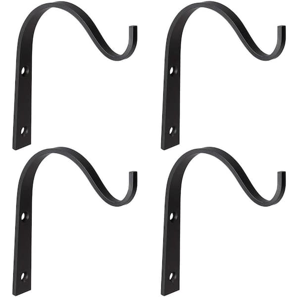 6 Inch Black Iron Curved Wall Hook Indoor Outdoor Metal Bracket with Multipurpose Hanging Features 4 Pack