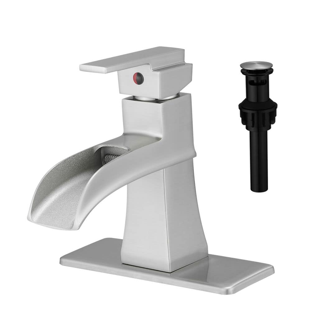 Single Handle Single Hole Bathroom Sink Faucet with Pop Up Drain and Supply Lines in Brushed Nickel price history on PriceWatchPro