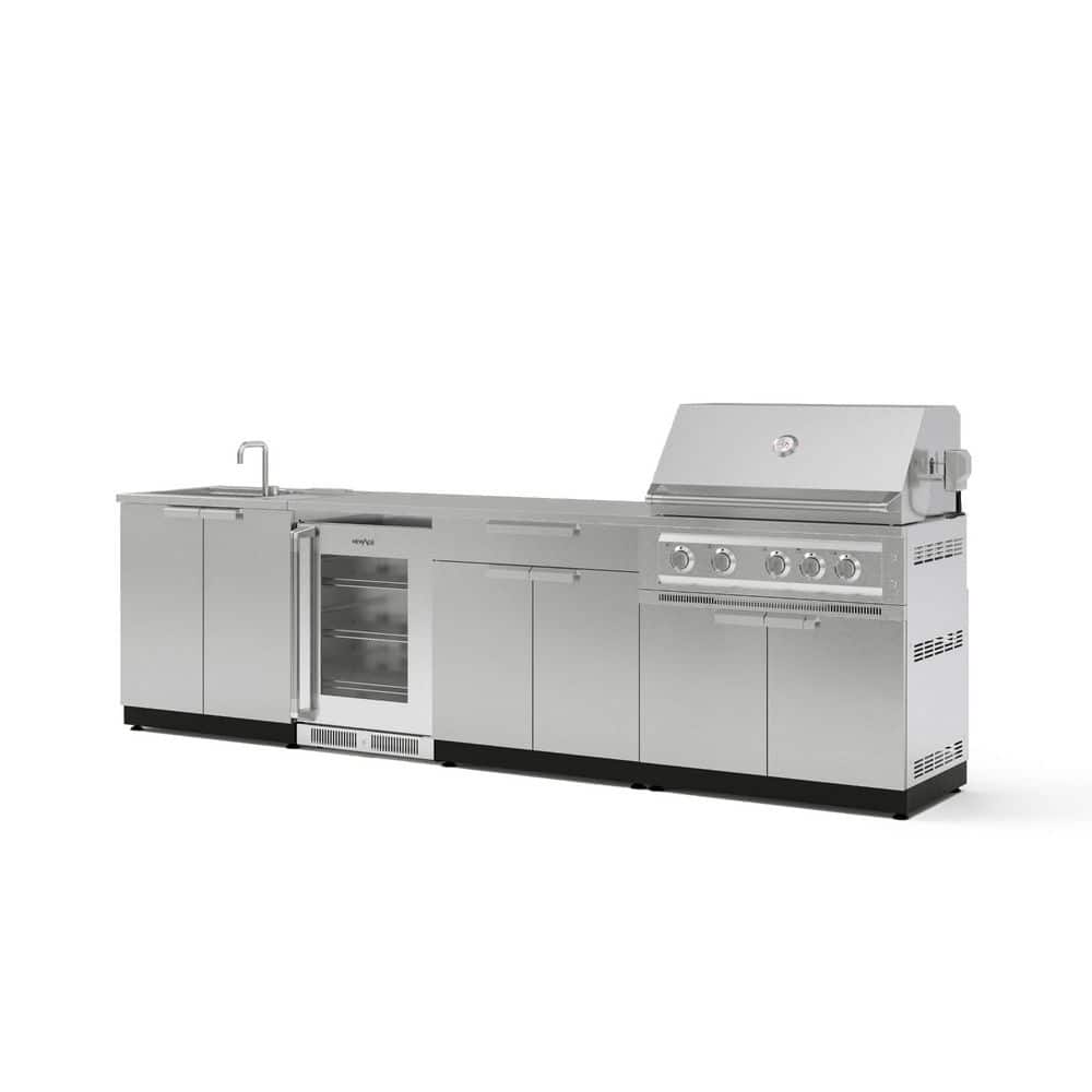Outdoor Kitchen 5-Burners Natural Gas Grill Island in Stainless Steel with 36 in. Platinum Grill, Sink and Fridge price history on PriceWatchPro