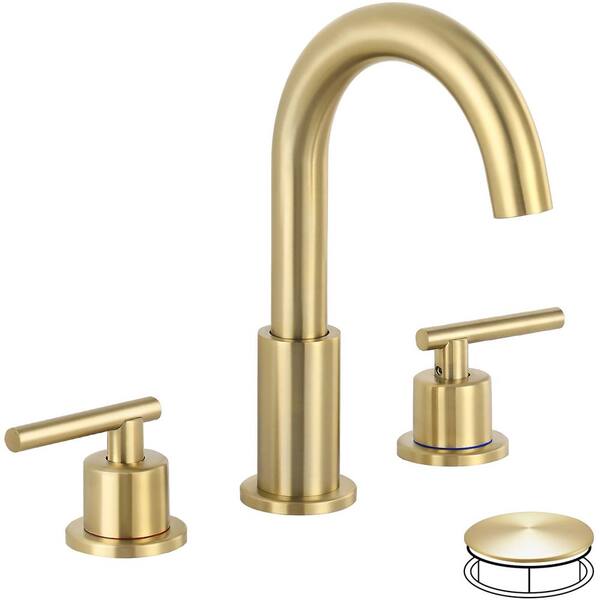 AKLFGN 8 in. Widespread 2Handle High Arc Bathroom Faucet with Popup